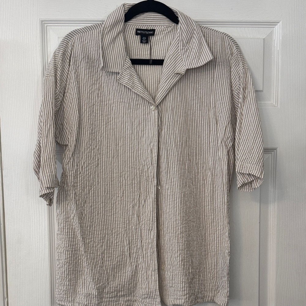 PrettyLittleThing Beige Striped Top